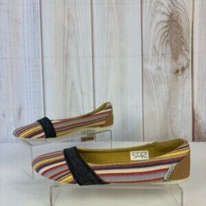 Keen Ballet Flats Denim Striped Fabric Casual Slip On Shoes Multicolor Size 9